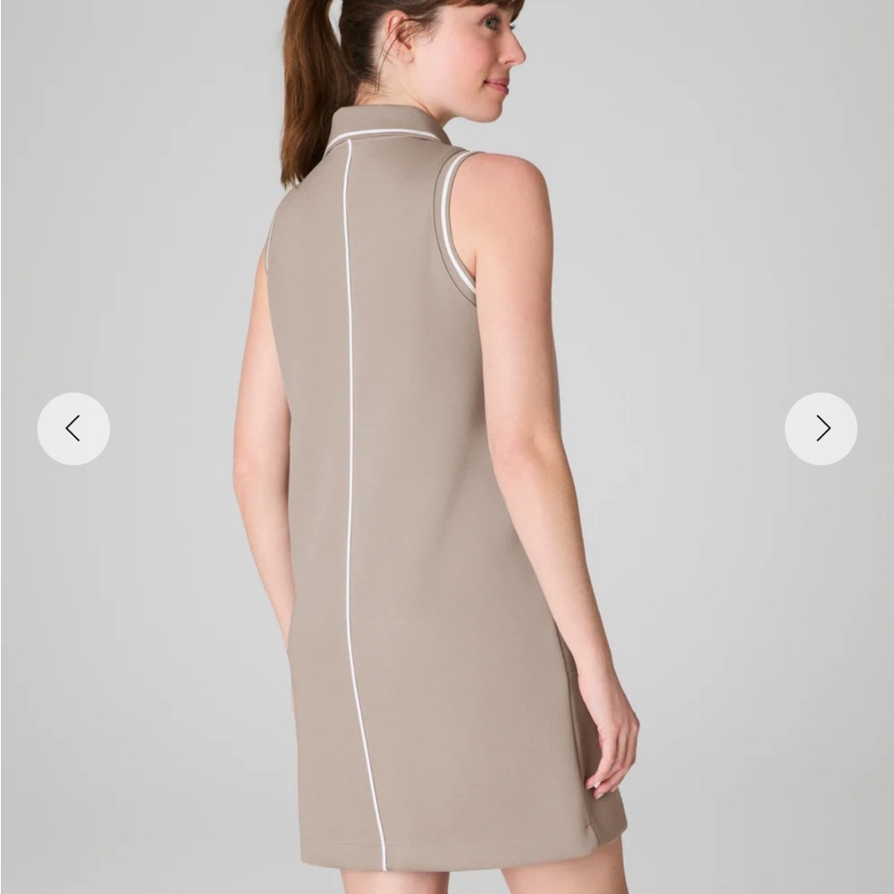 SPANX air Essentials Beige Sleeveless Dress with White Accents